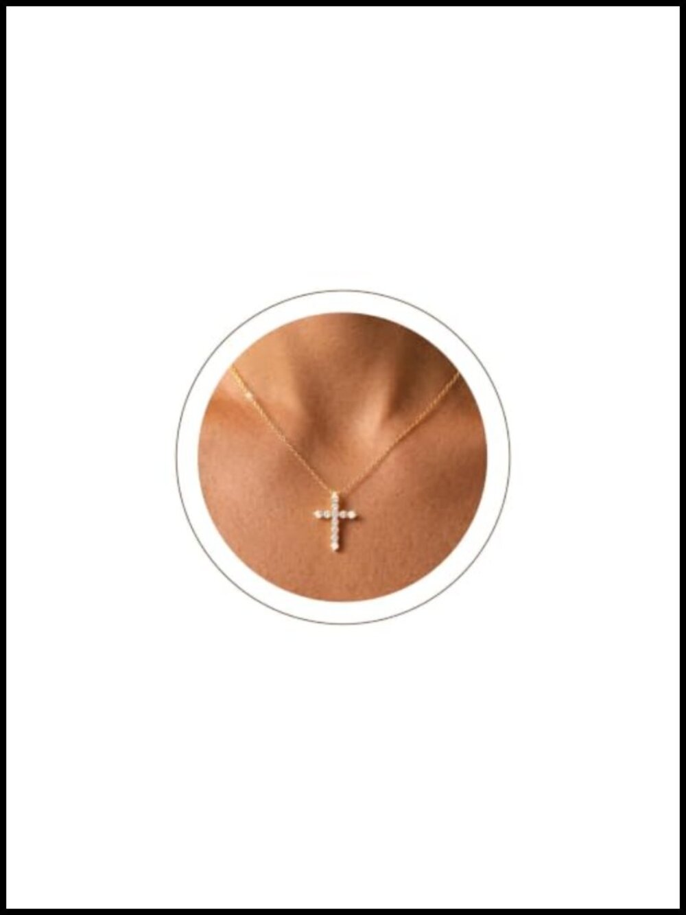 Gold Plated Cross Necklace for Women CZ Pendant 18" Chain Adjustable